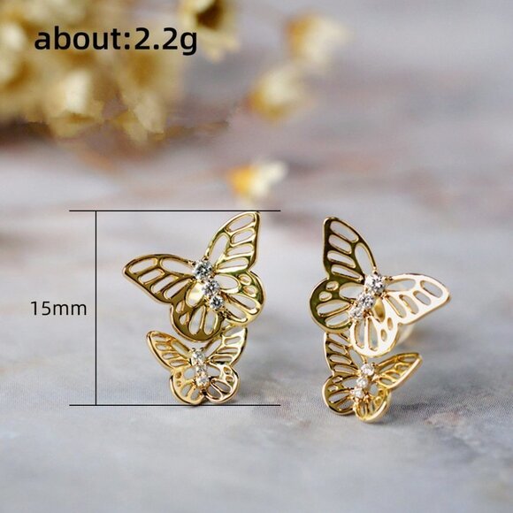 🎀 18K Gold Plated Jewelry Micro CZ Studs Earrings for Women, HA4504 - Picture 4 of 7
